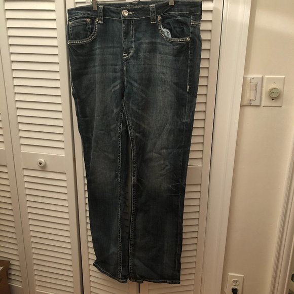 Grace in LA Easy Fit Bootcut Embroidered Embellished Denim Blue Jeans, 19 - Picture 1 of 13